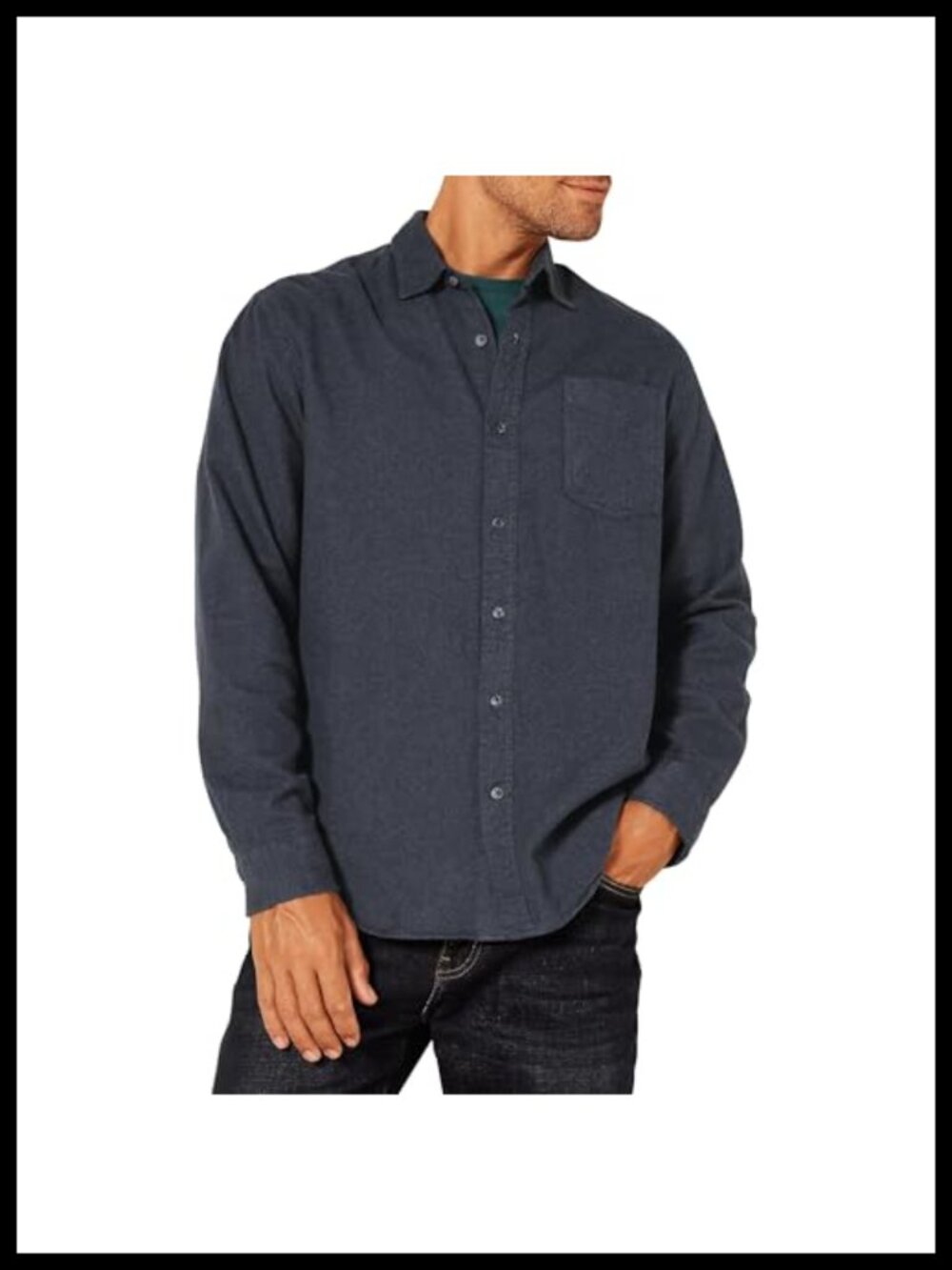 Men's Regular Fit Long-Sleeve Flannel Shirt, Brushed Cotton, Button Down